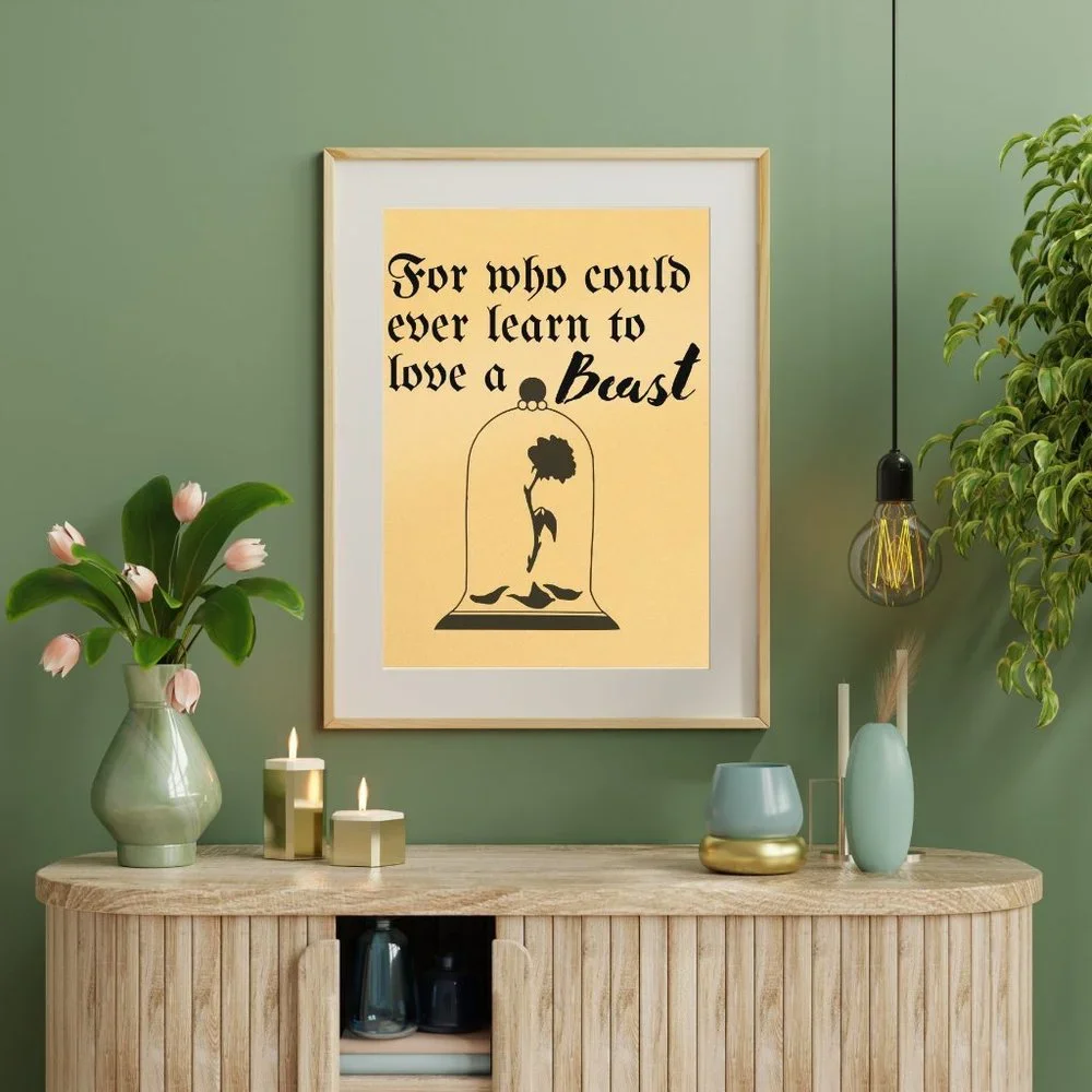 Beauty and the Beast Art Prints, Gold Art Prints, Beast Art Prints - Picture 1 of 3